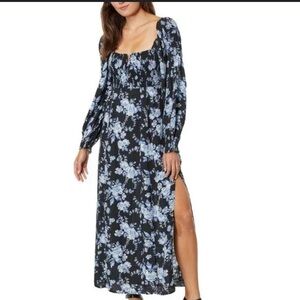 NWT Free People Women's Jaymes Floral Print Midi Long Sleeve Dress